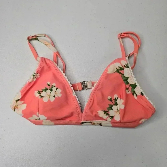 Berlook Orange Flower Bikini Top Swimsuit Swimwear Adjustable Padded Bra Size XS - Picture 1 of 3